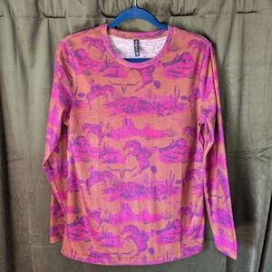 Women's Pink Desert-Print Long Sleeve Tunic